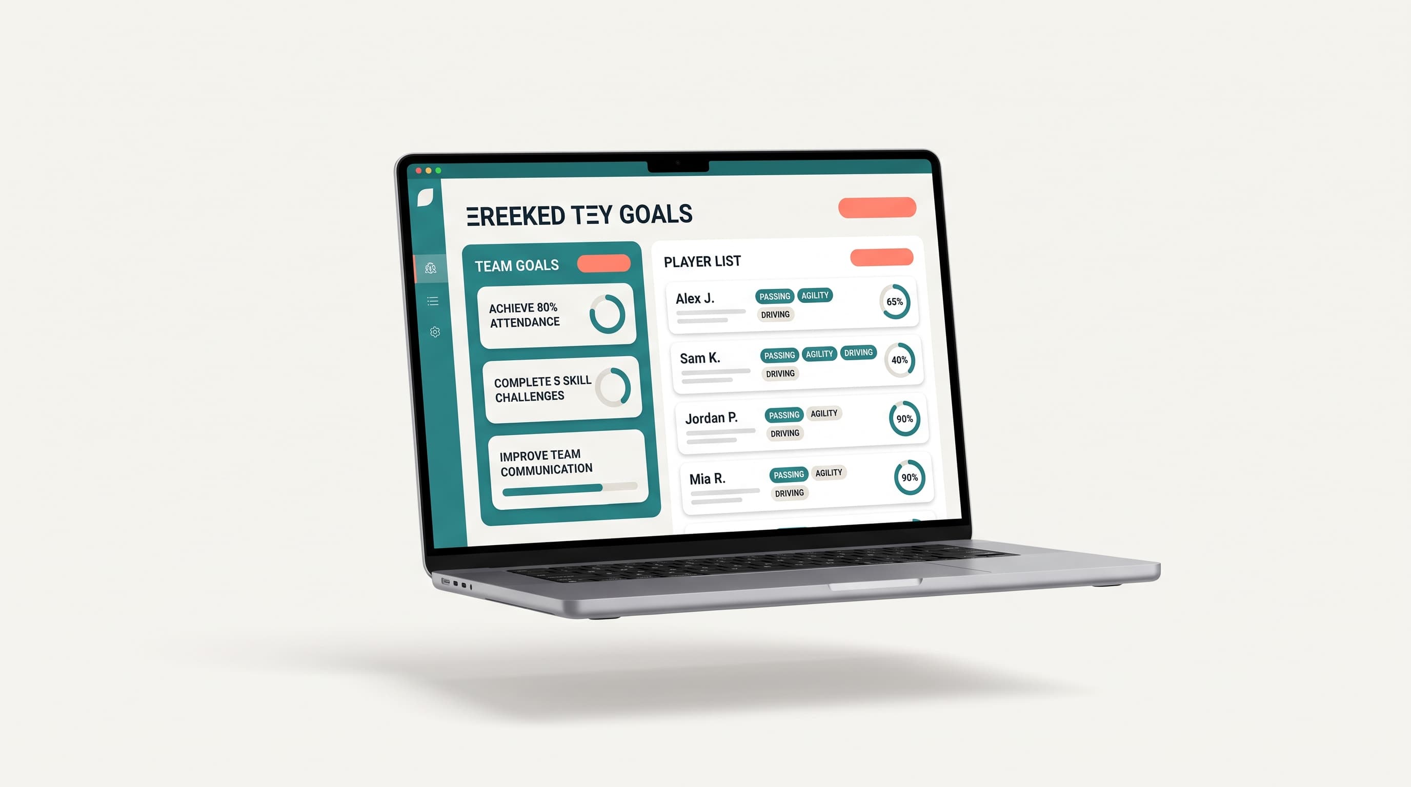 Rizzler skill goals screen with team targets and per-player goals