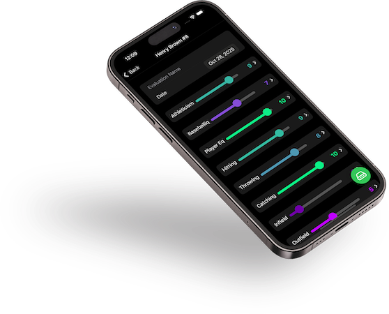 Phone showing player evaluations