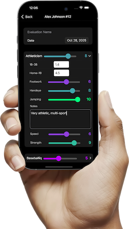 iPhone showing player evaluation