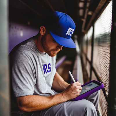 Coach using Rizzler app on a tablet