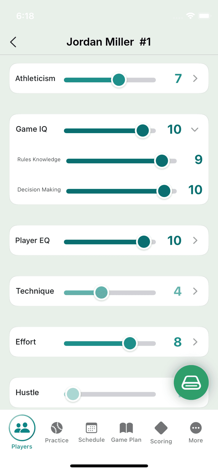 Evaluate players on your phone, not on paper.