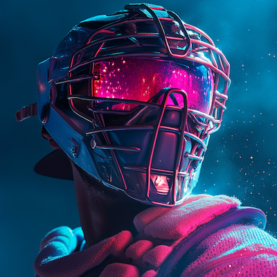 Baseball catcher in neon