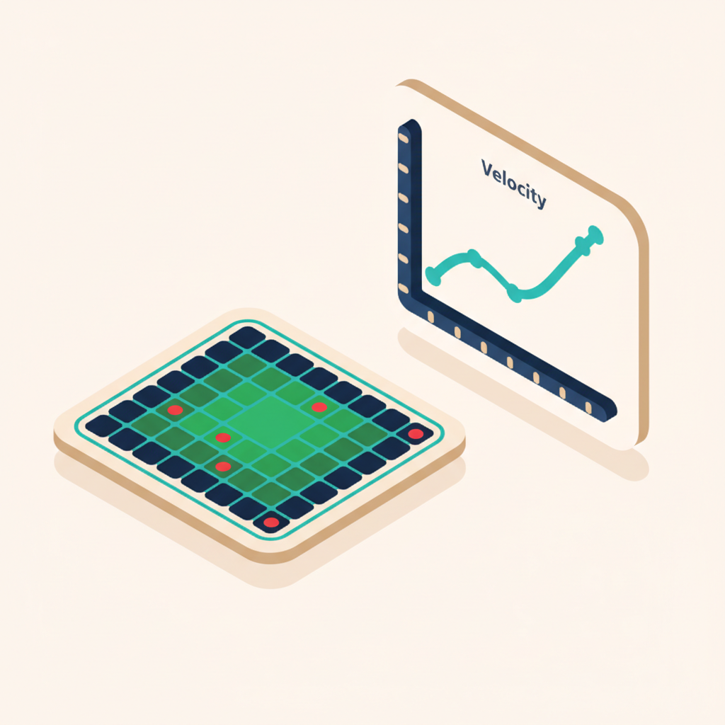 Single session analytics view with heatmap, accuracy grid, and velocity chart side by side