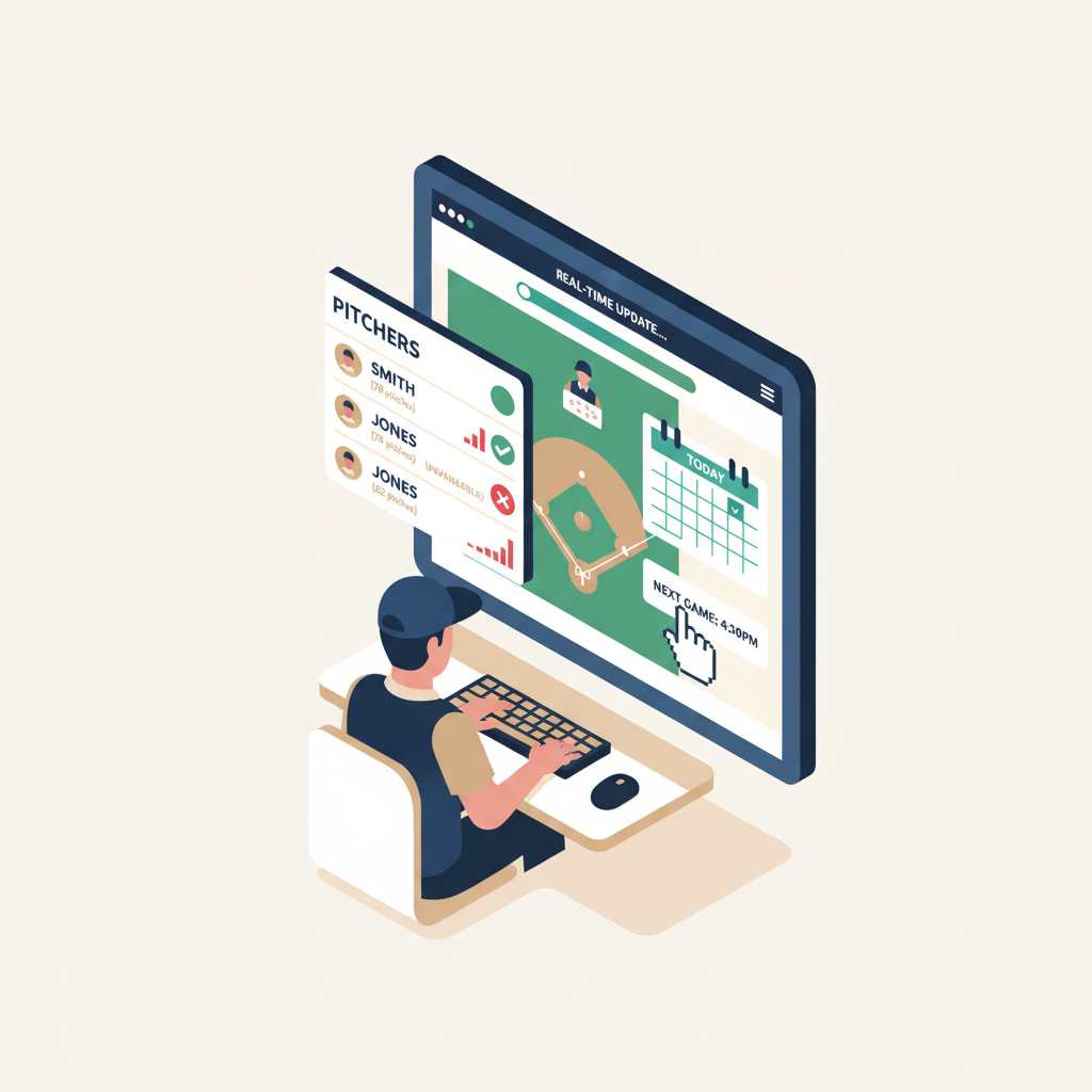 Rizzler tournament planner updating pitcher availability in real time after entering actual pitch counts from a completed game